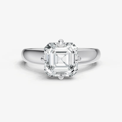 Asscher Compassss Claw Tapered Band