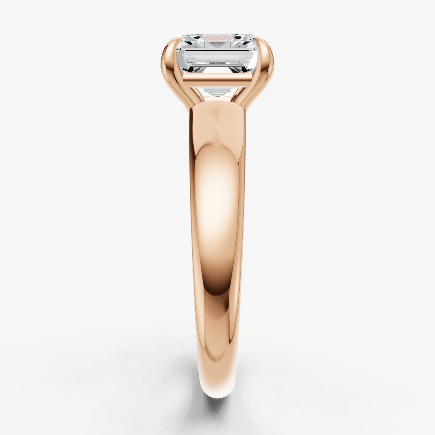 Asscher East-West Oval Diamond Solitaire Engagement Ring