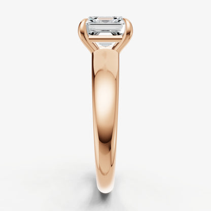 Asscher East-West Oval Diamond Solitaire Engagement Ring