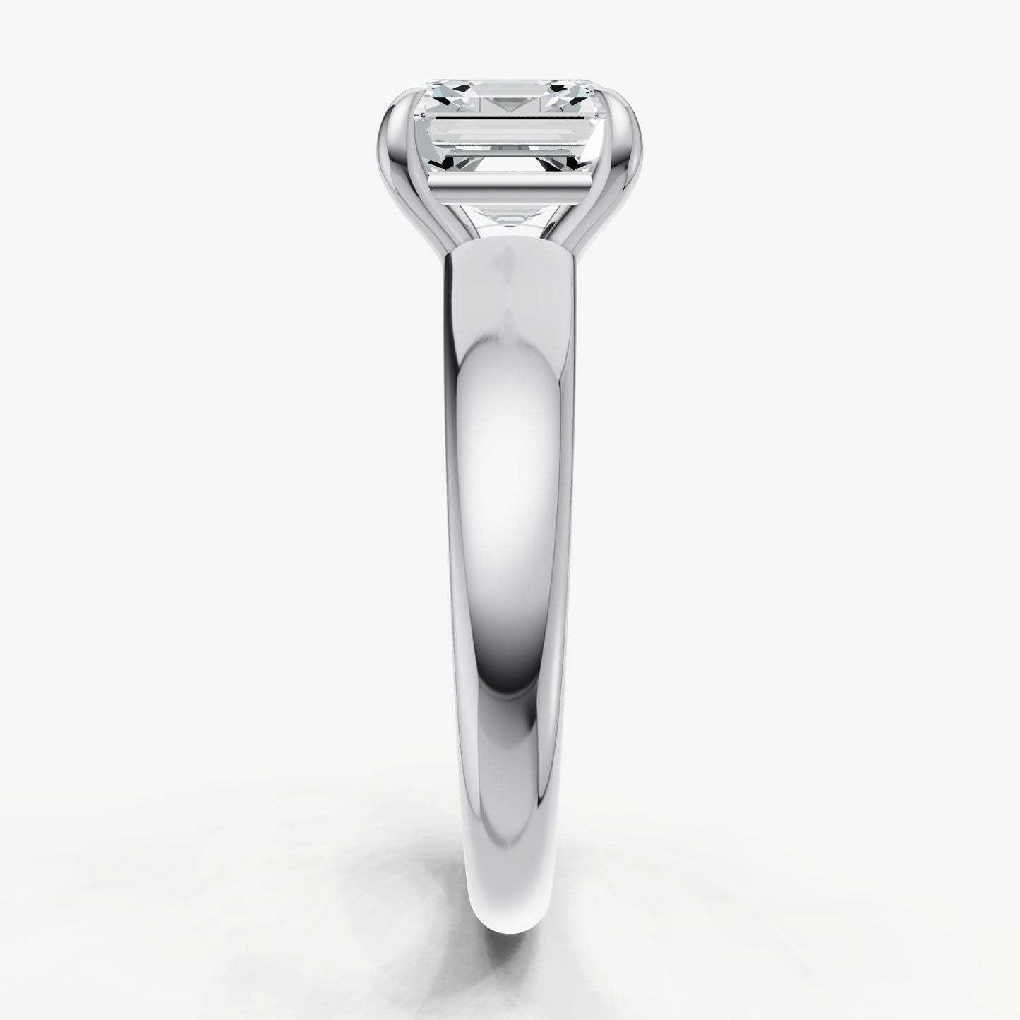 Asscher East-West Oval Diamond Solitaire Engagement Ring