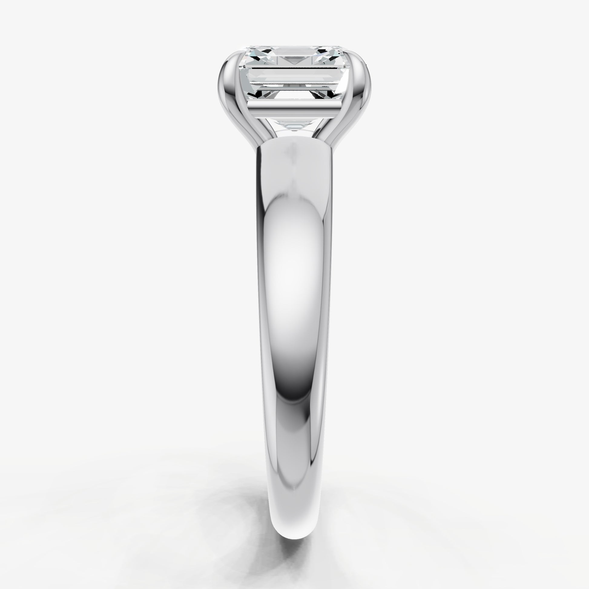 Asscher East-West Oval Diamond Solitaire Engagement Ring