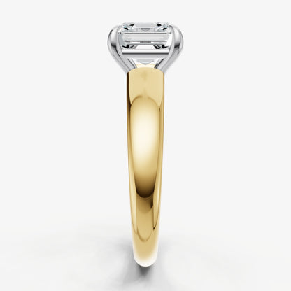 Asscher East-West Oval Diamond Solitaire Engagement Ring