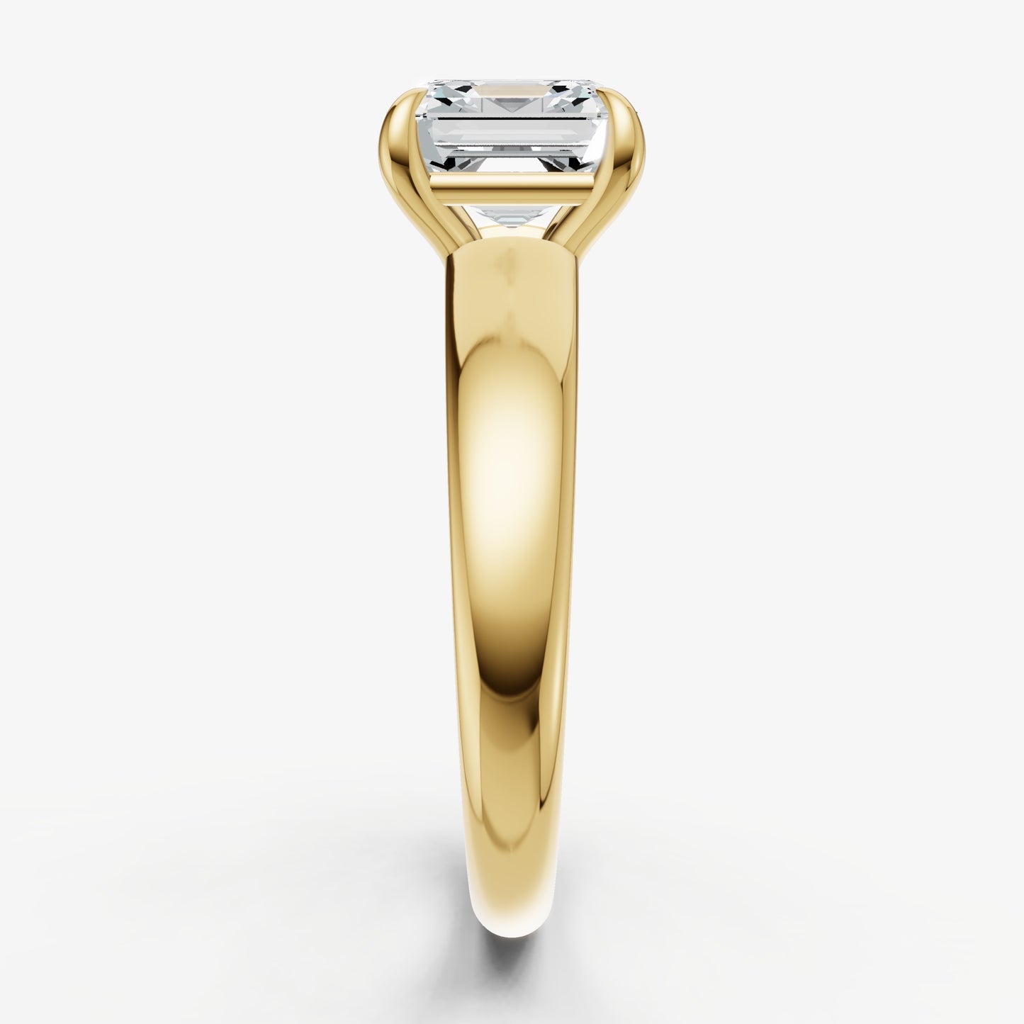Asscher East-West Oval Diamond Solitaire Engagement Ring
