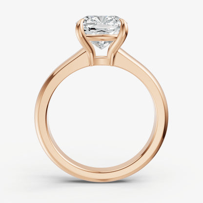 Cushion East-West Oval Diamond Solitaire Engagement Ring