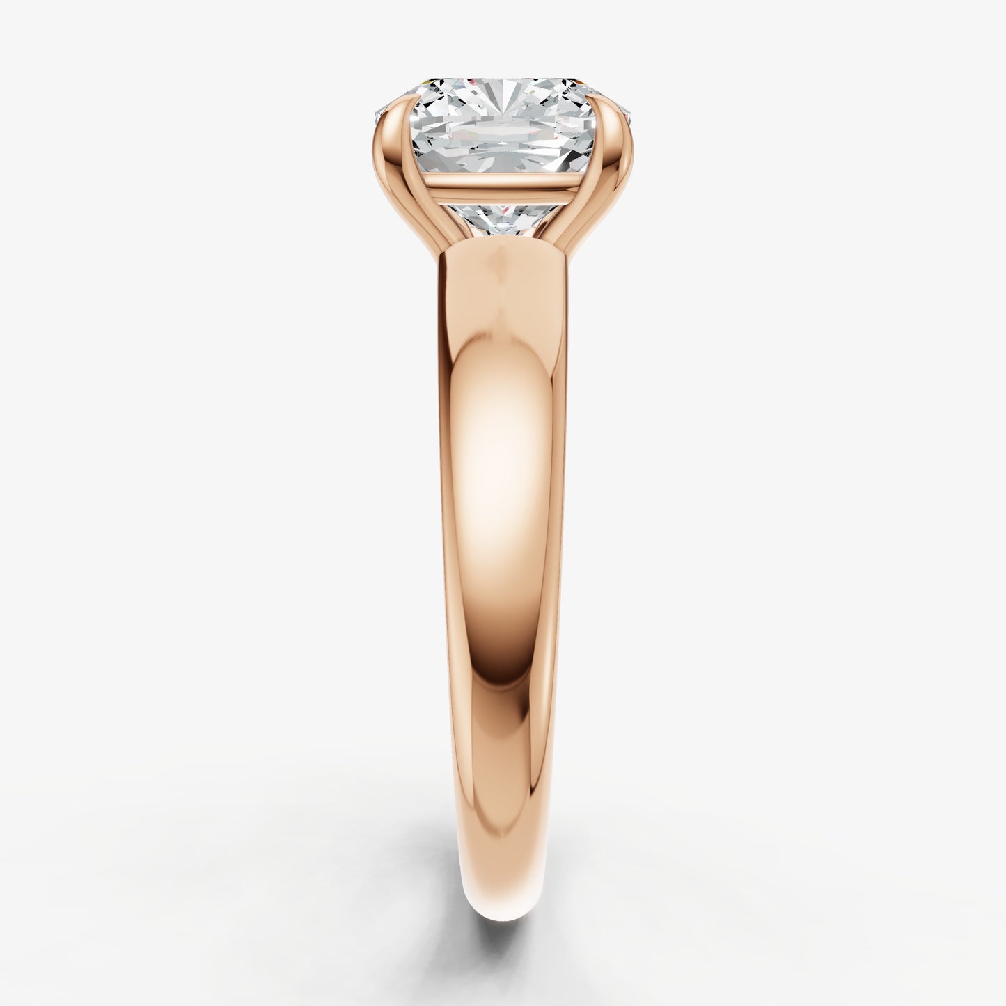 Cushion East-West Oval Diamond Solitaire Engagement Ring