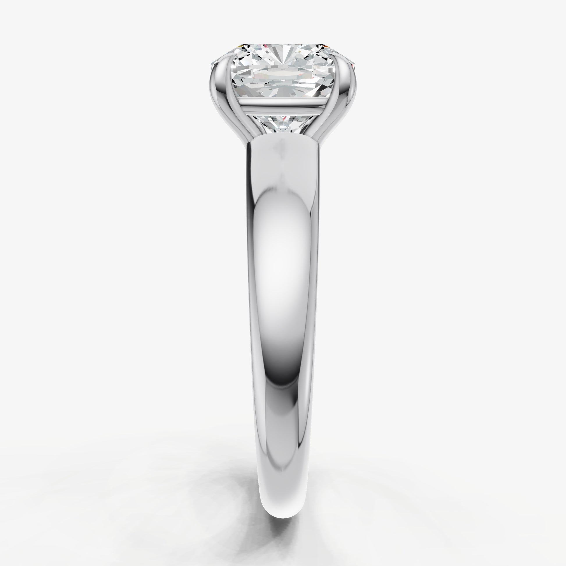 Cushion East-West Oval Diamond Solitaire Engagement Ring