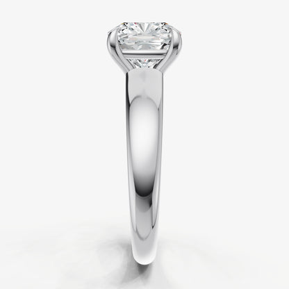 Cushion East-West Oval Diamond Solitaire Engagement Ring
