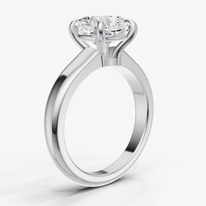 Cushion East-West Oval Diamond Solitaire Engagement Ring
