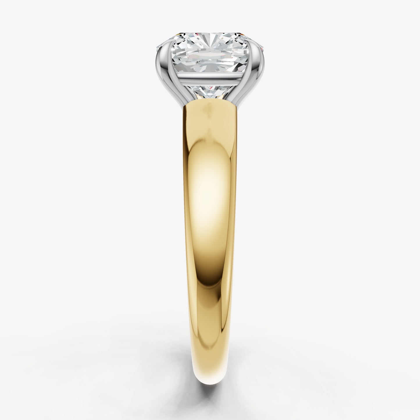 Cushion East-West Oval Diamond Solitaire Engagement Ring