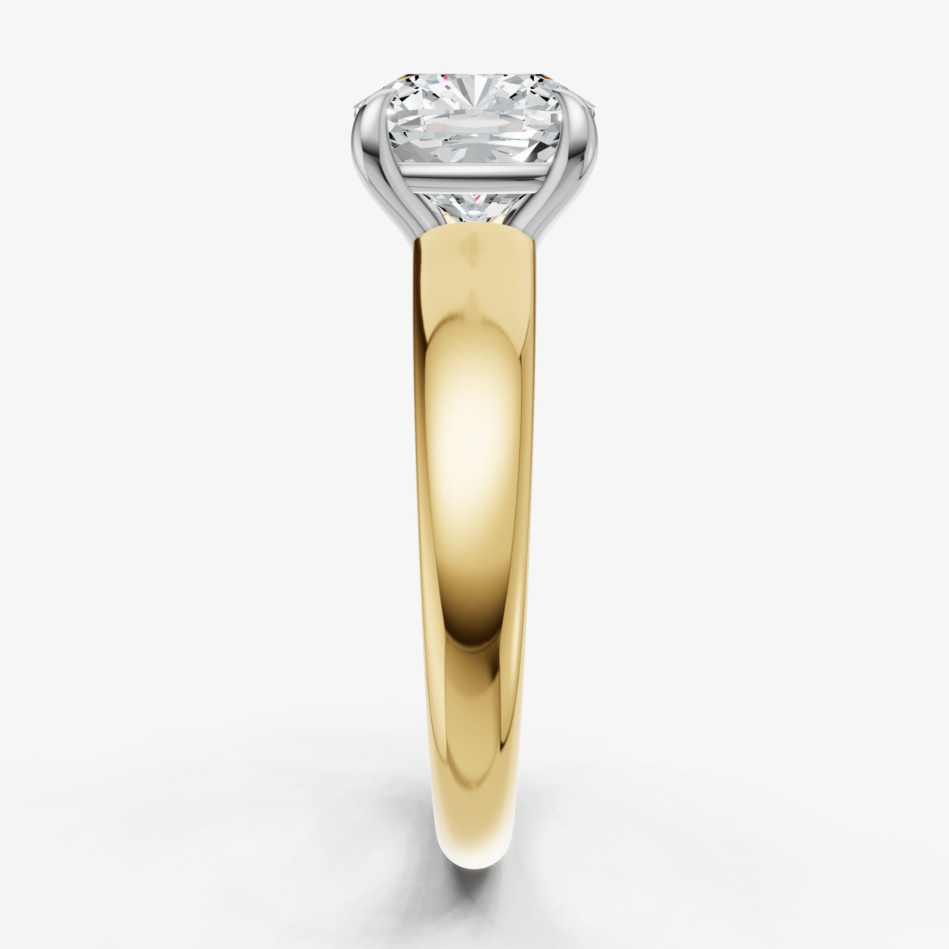 Cushion East-West Oval Diamond Solitaire Engagement Ring