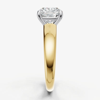 Cushion East-West Oval Diamond Solitaire Engagement Ring