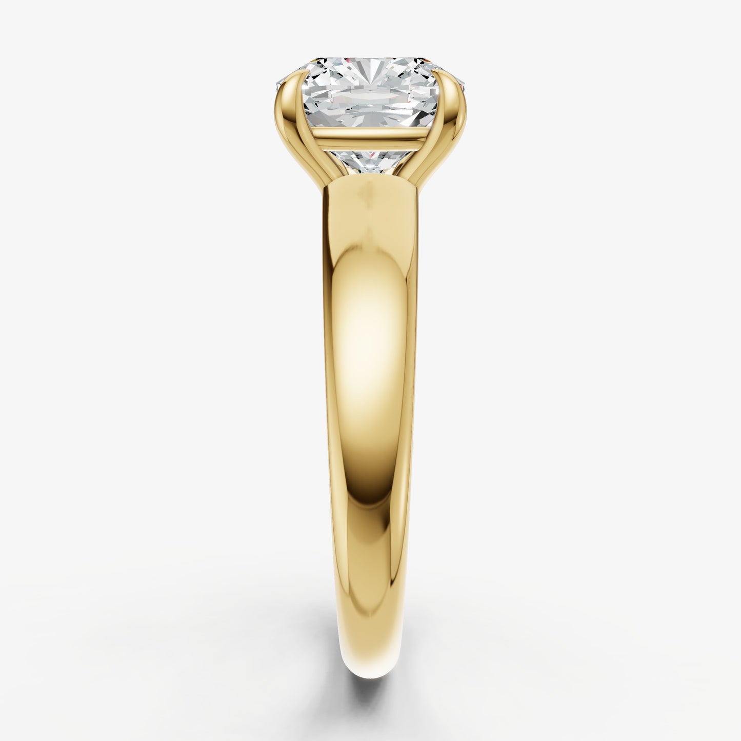Cushion East-West Oval Diamond Solitaire Engagement Ring