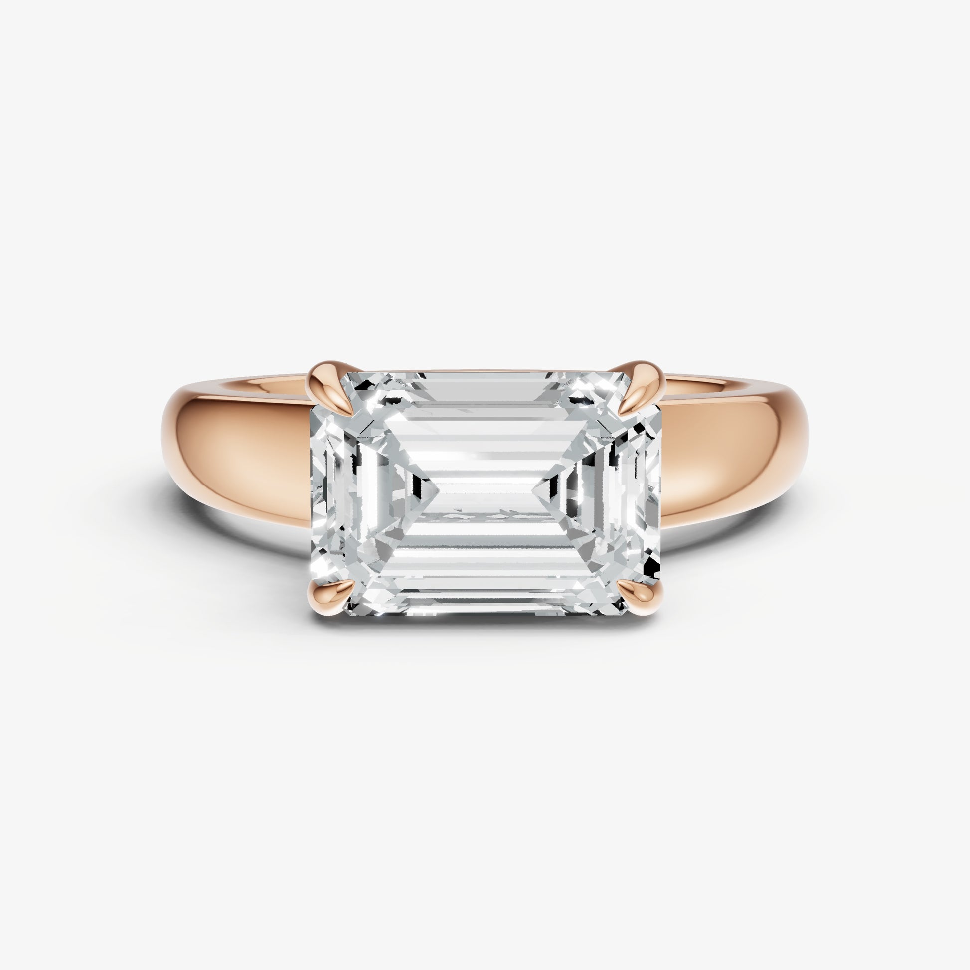 Emerald East-West Oval Diamond Solitaire Engagement Ring
