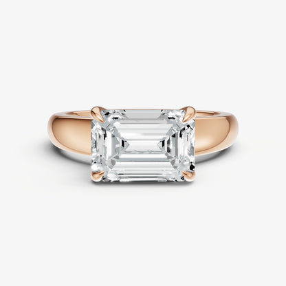 Emerald East-West Oval Diamond Solitaire Engagement Ring