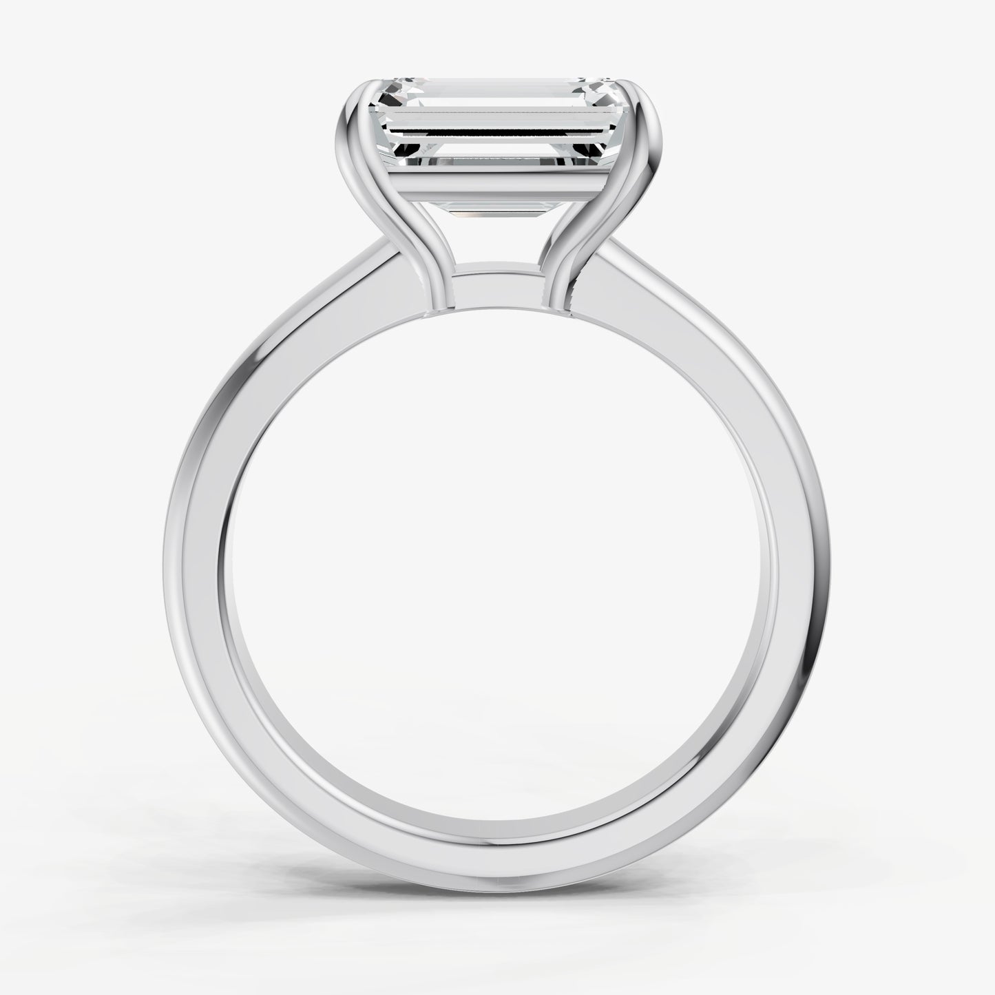 Emerald East-West Oval Diamond Solitaire Engagement Ring