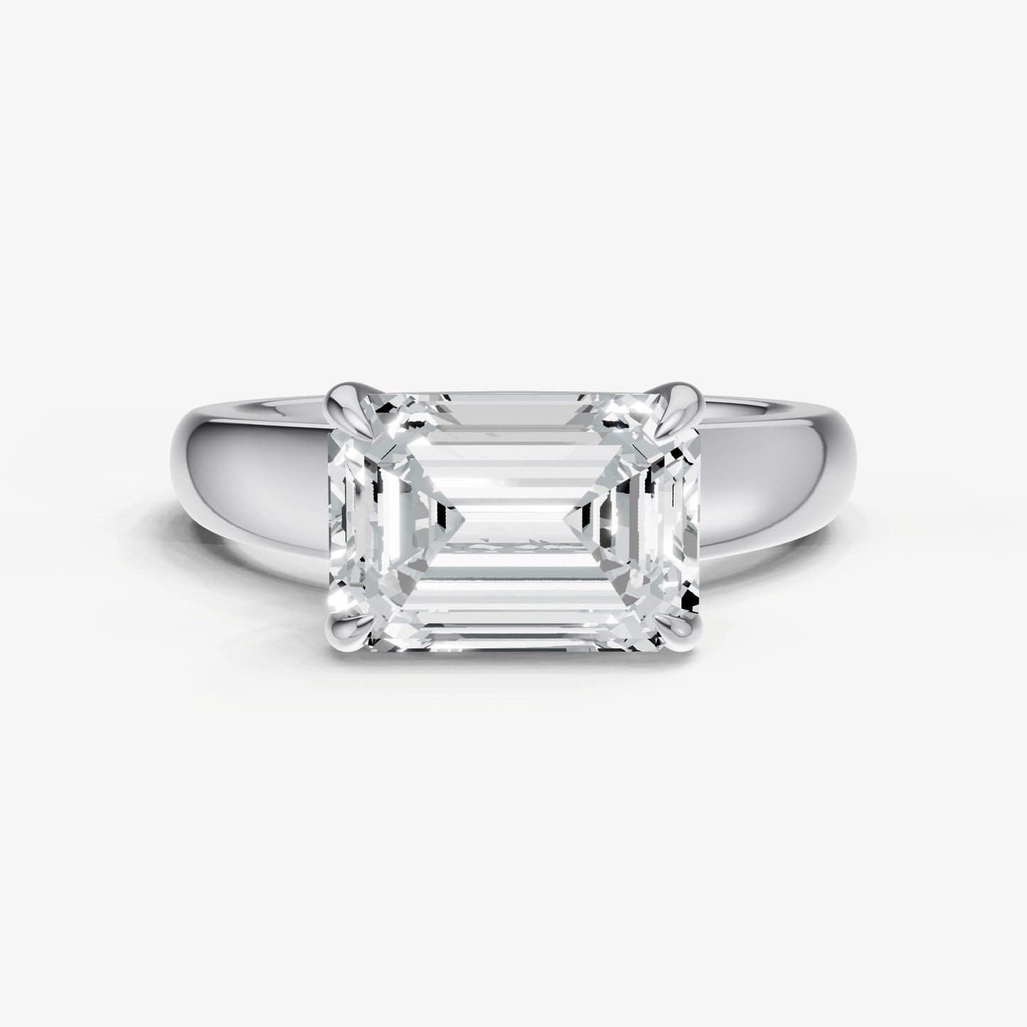 Emerald East-West Oval Diamond Solitaire Engagement Ring