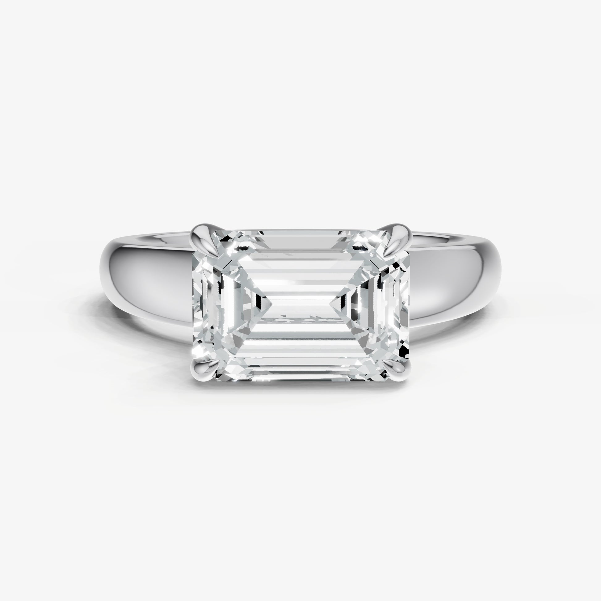 Emerald East-West Oval Diamond Solitaire Engagement Ring