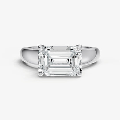 Emerald East-West Oval Diamond Solitaire Engagement Ring