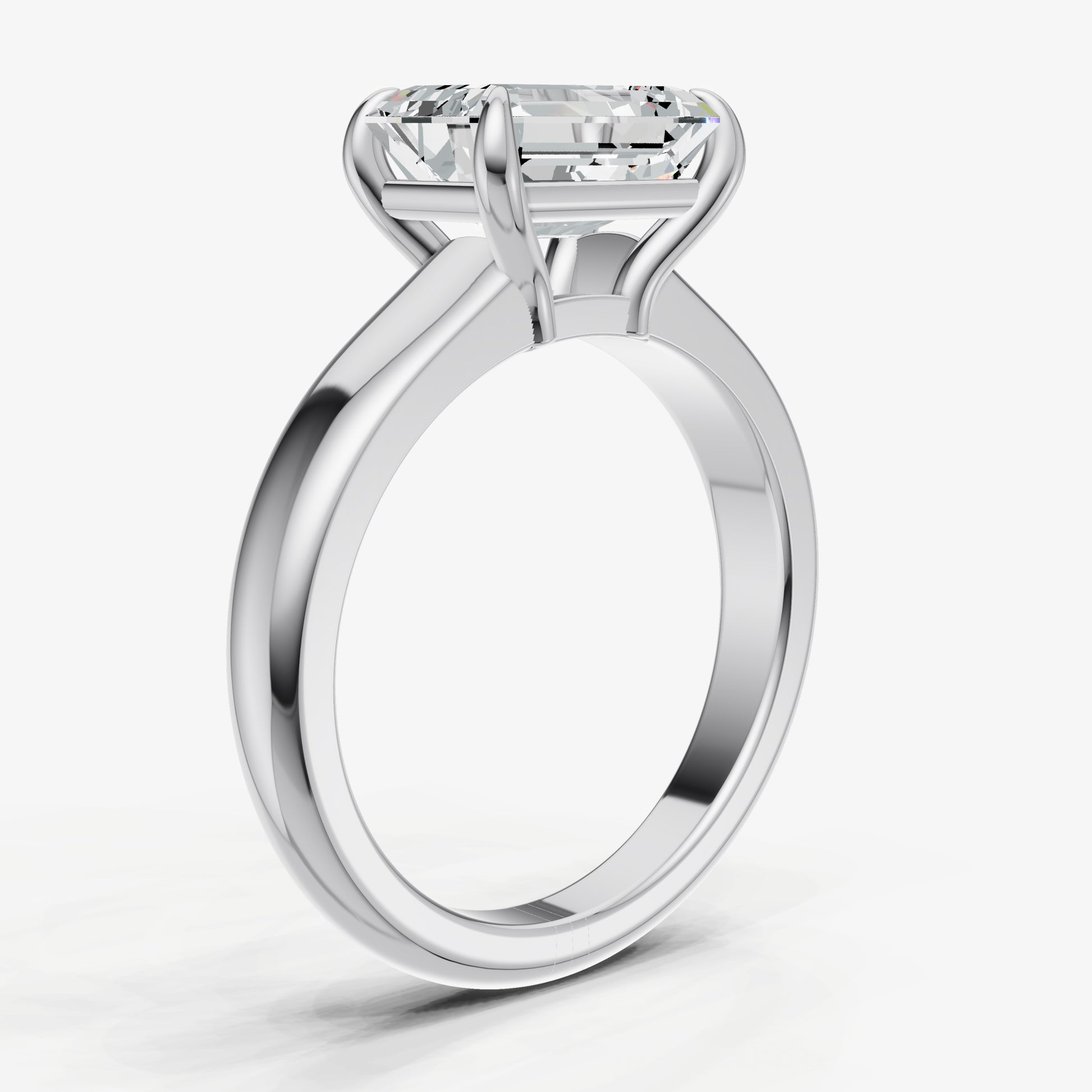 Emerald East-West Oval Diamond Solitaire Engagement Ring