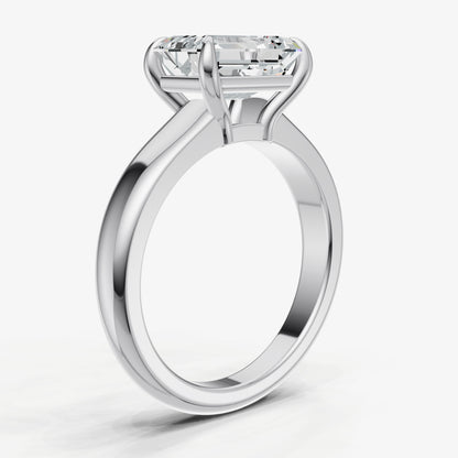 Emerald East-West Oval Diamond Solitaire Engagement Ring