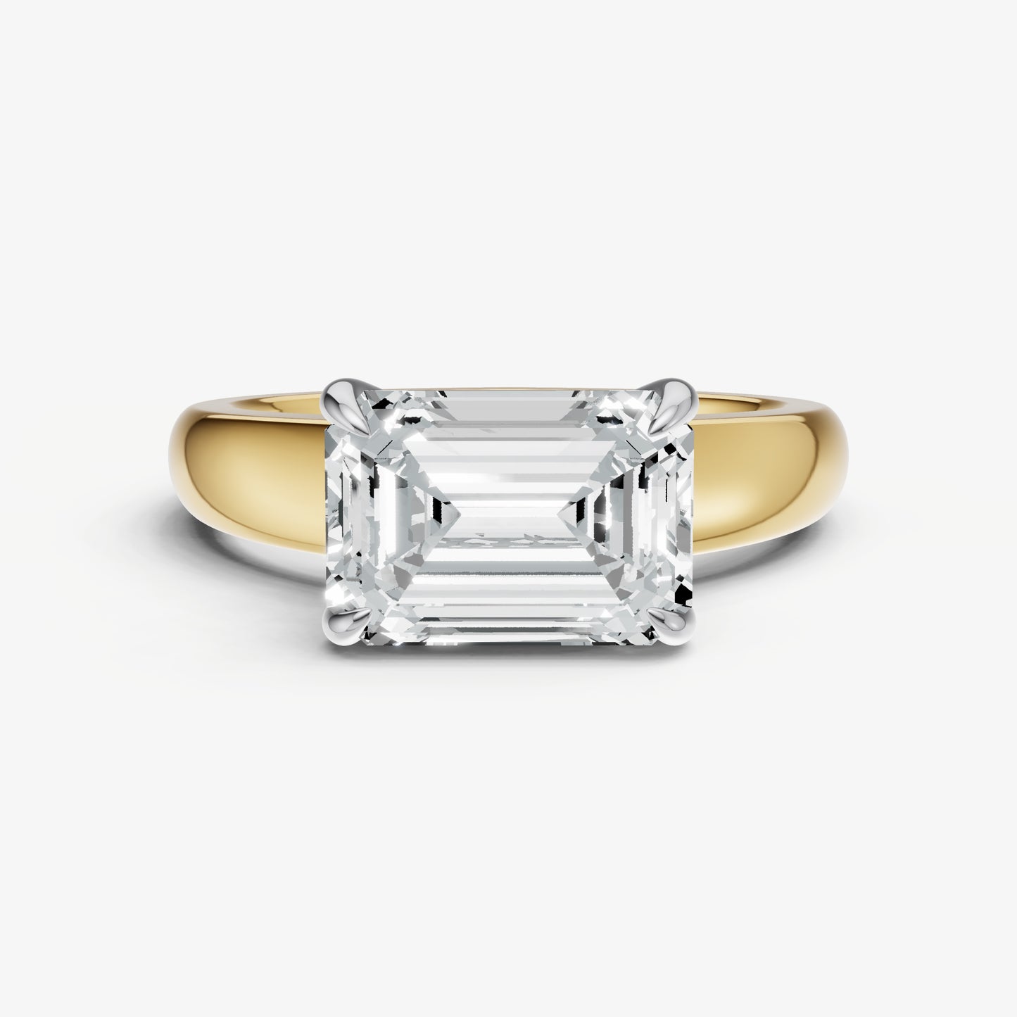 Emerald East-West Oval Diamond Solitaire Engagement Ring
