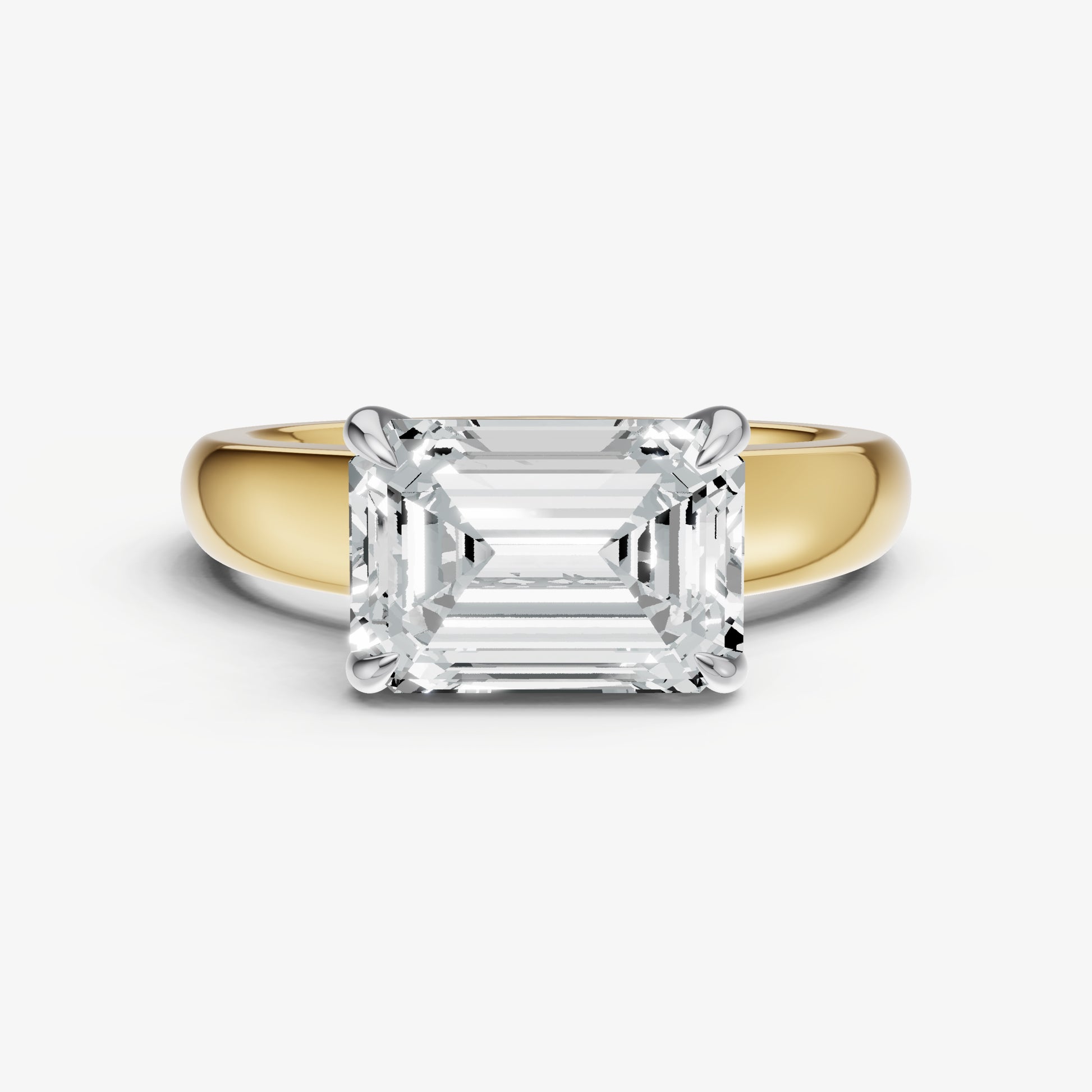 Emerald East-West Oval Diamond Solitaire Engagement Ring