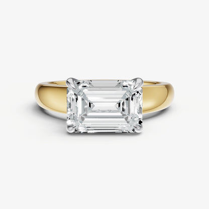 Emerald East-West Oval Diamond Solitaire Engagement Ring