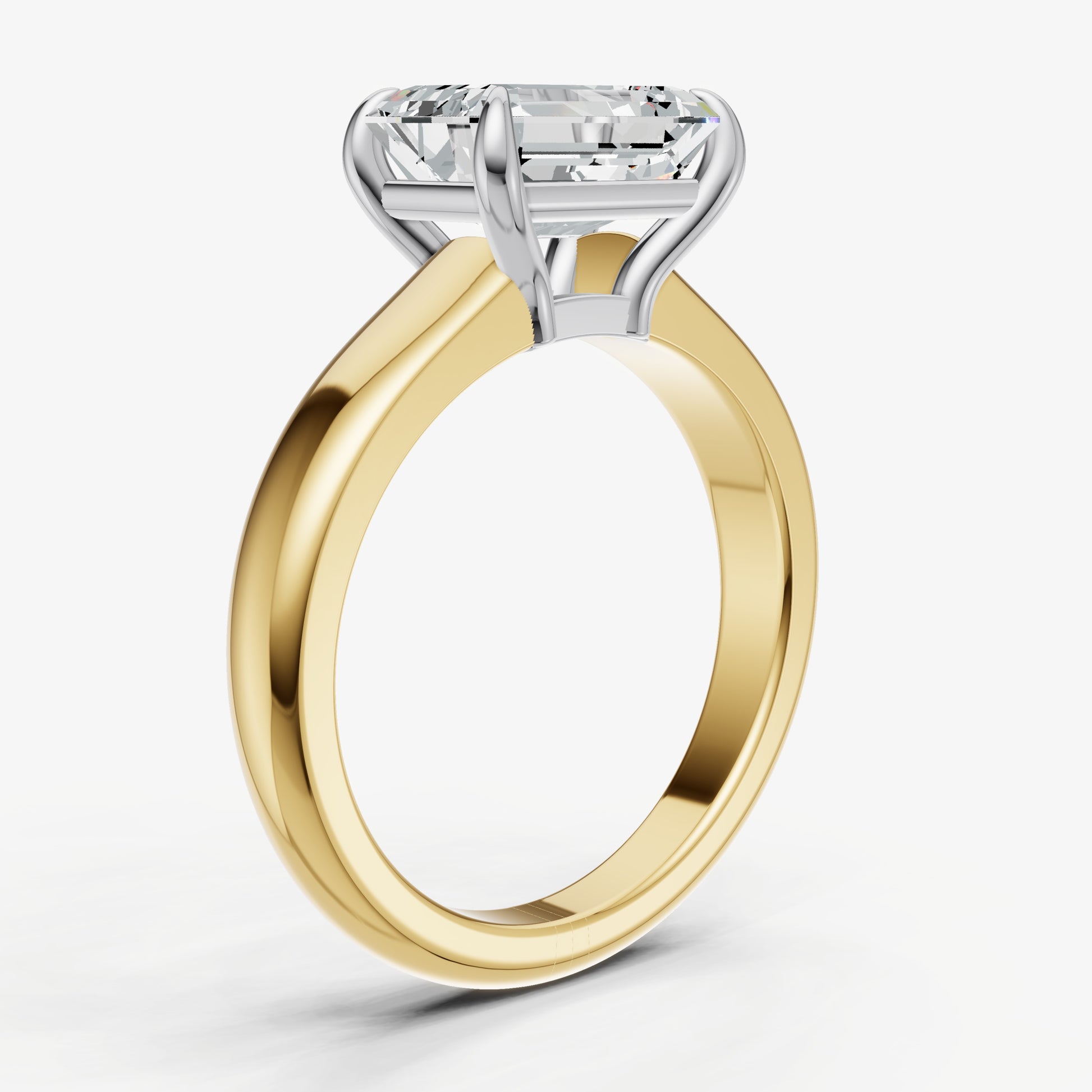 Emerald East-West Oval Diamond Solitaire Engagement Ring