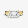 Emerald East-West Diamond Solitaire Engagement Ring
