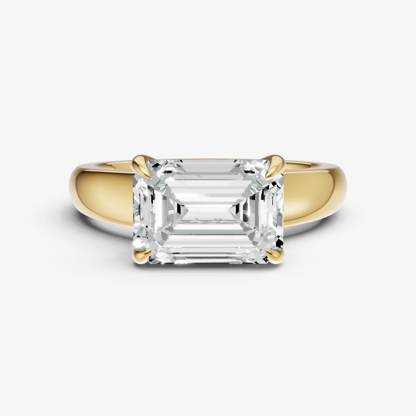 Emerald East-West Oval Diamond Solitaire Engagement Ring