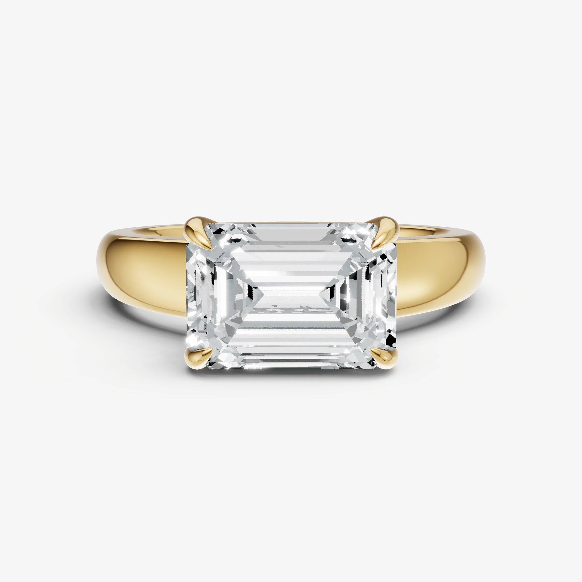 Emerald East-West Oval Diamond Solitaire Engagement Ring
