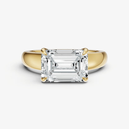 Emerald East-West Oval Diamond Solitaire Engagement Ring