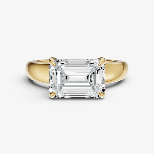 Emerald East-West Oval Diamond Solitaire Engagement Ring