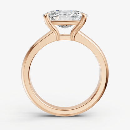 Elongated Cushion East-West Oval Diamond Solitaire Engagement Ring