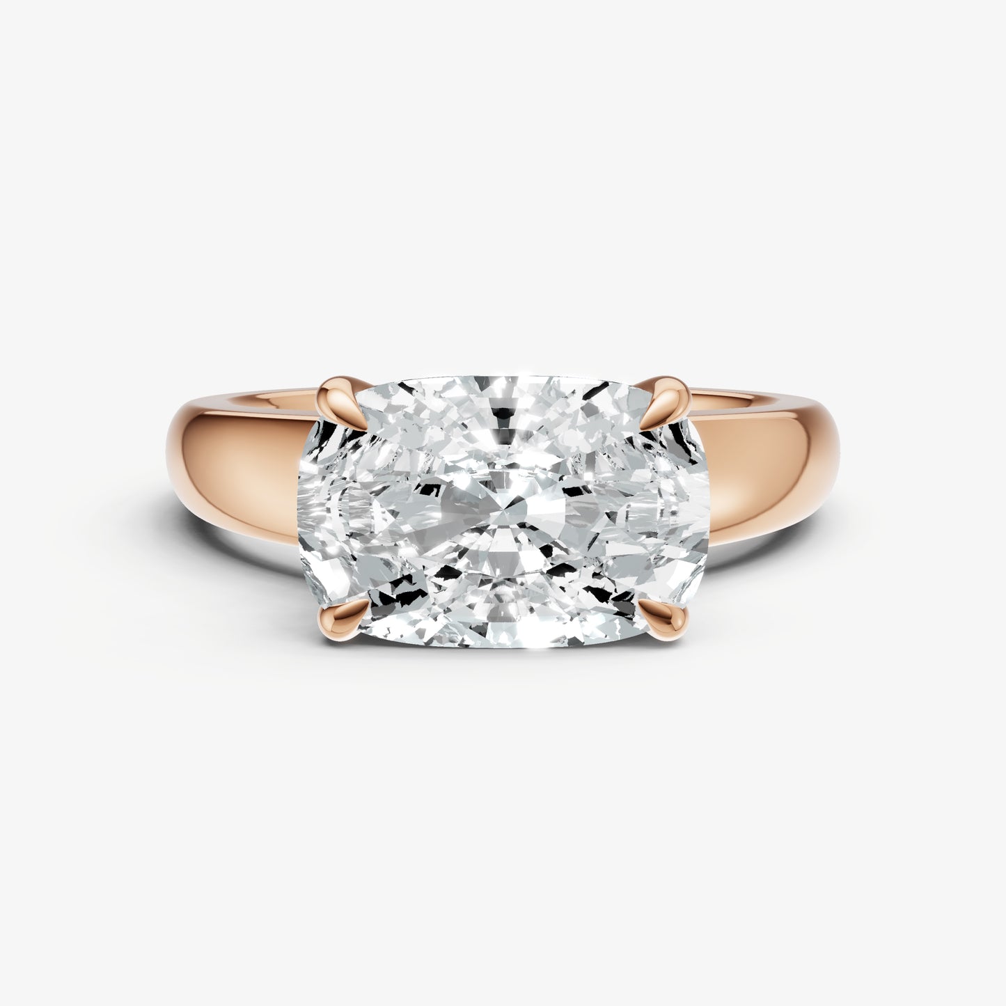 Elongated Cushion East-West Oval Diamond Solitaire Engagement Ring