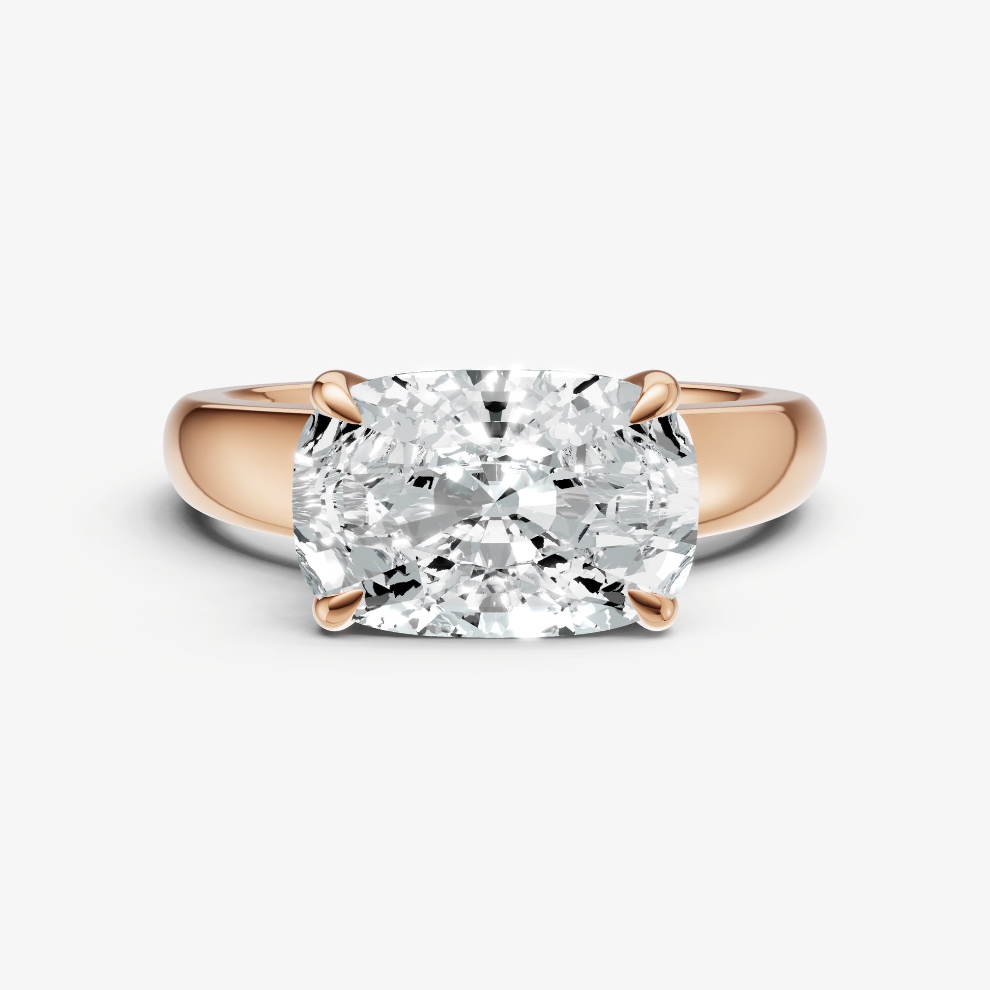 Elongated Cushion East-West Oval Diamond Solitaire Engagement Ring
