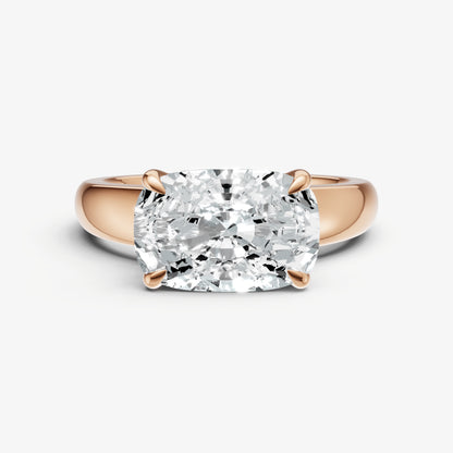 Elongated Cushion East-West Oval Diamond Solitaire Engagement Ring