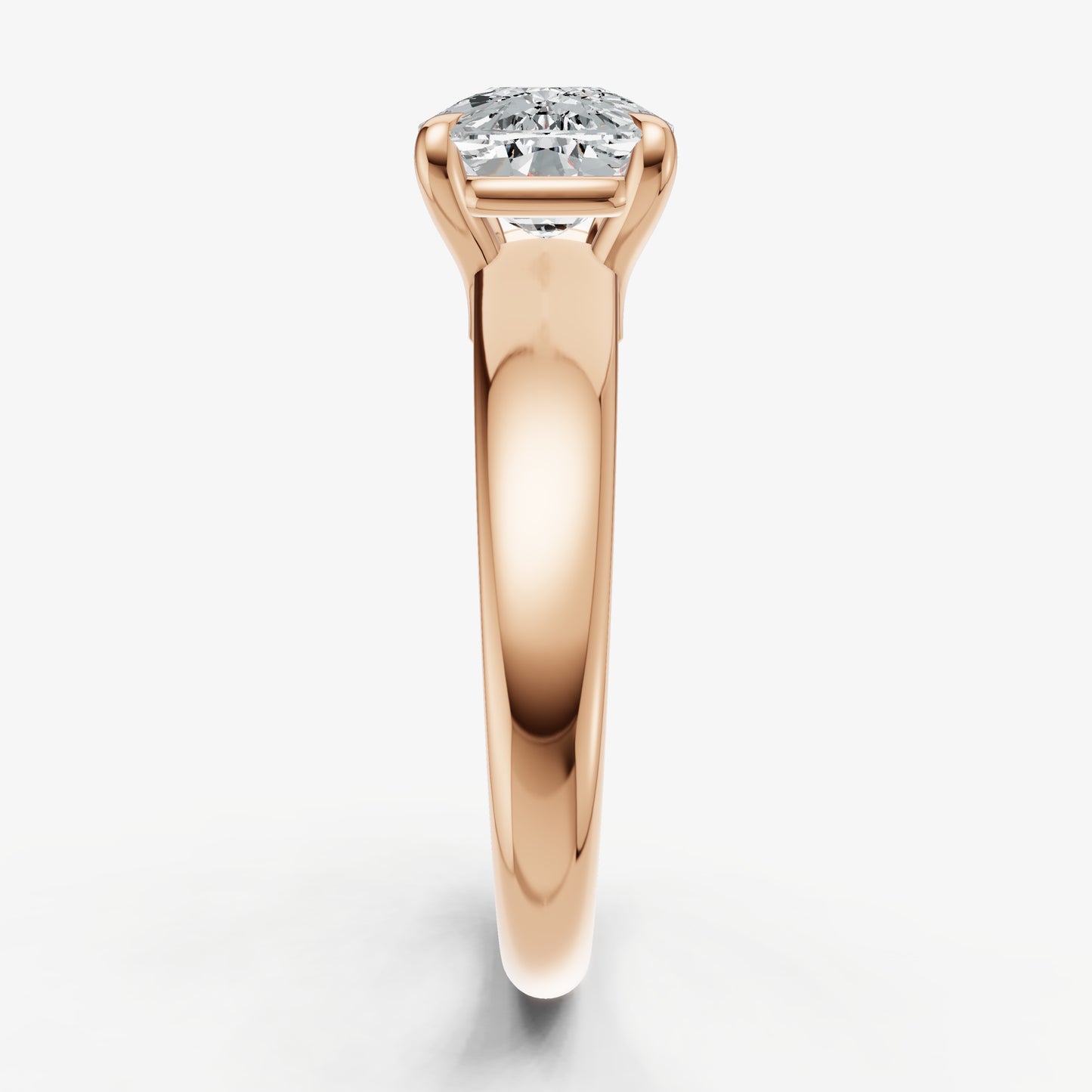 Elongated Cushion East-West Oval Diamond Solitaire Engagement Ring