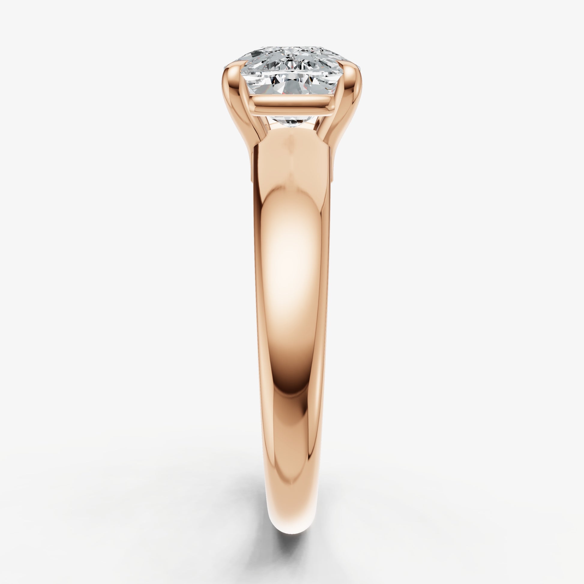 Elongated Cushion East-West Oval Diamond Solitaire Engagement Ring