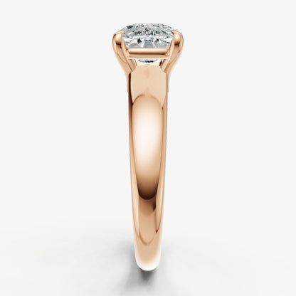 Elongated Cushion East-West Oval Diamond Solitaire Engagement Ring