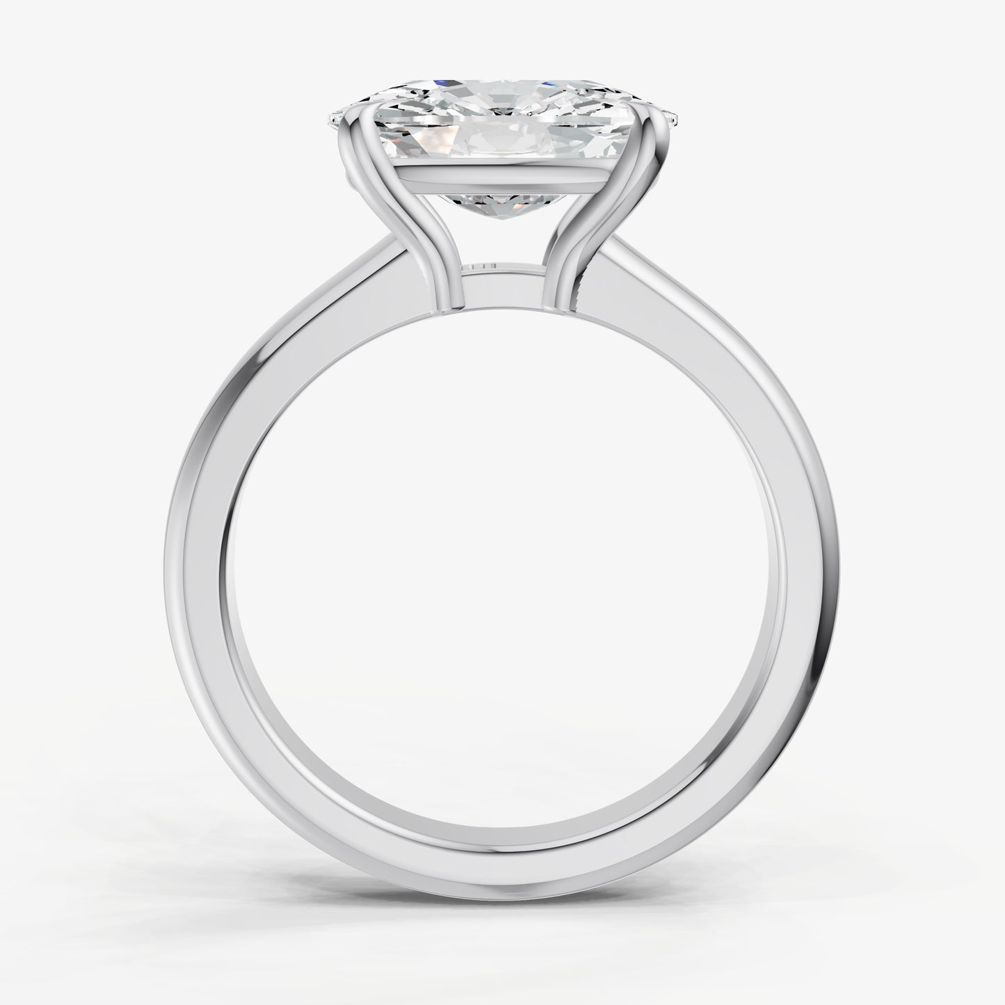 Elongated Cushion East-West Oval Diamond Solitaire Engagement Ring