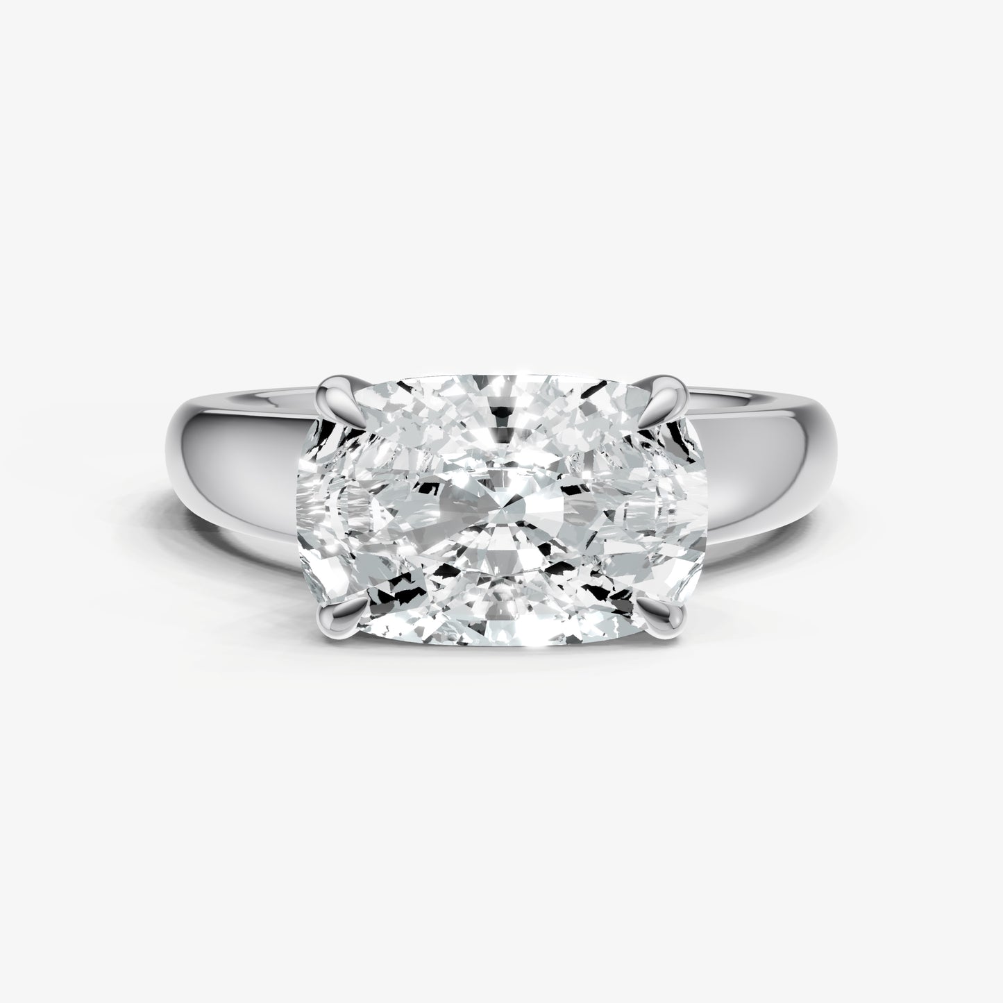 Elongated Cushion East-West Oval Diamond Solitaire Engagement Ring