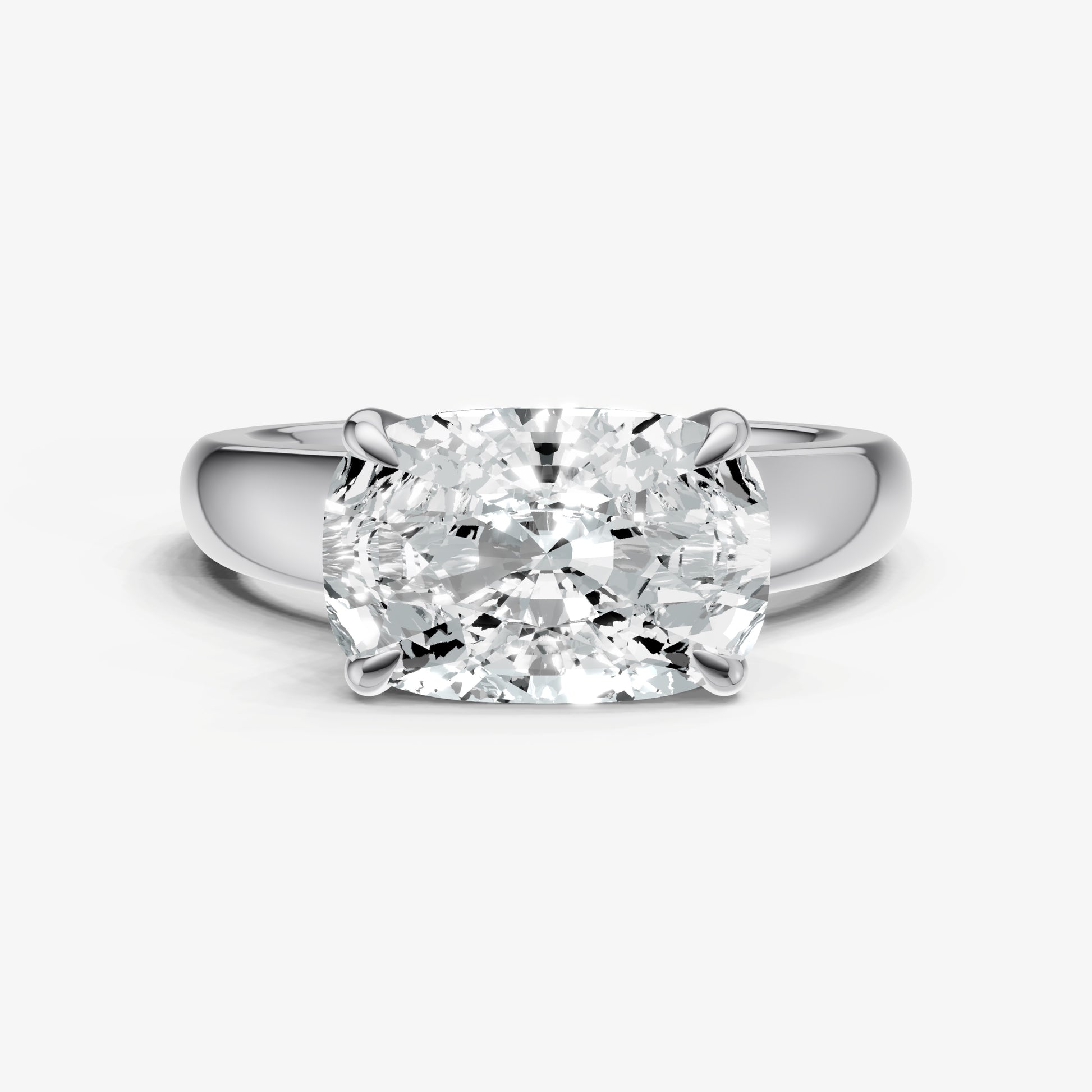 Elongated Cushion East-West Oval Diamond Solitaire Engagement Ring