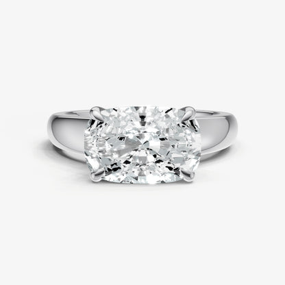 Elongated Cushion East-West Oval Diamond Solitaire Engagement Ring