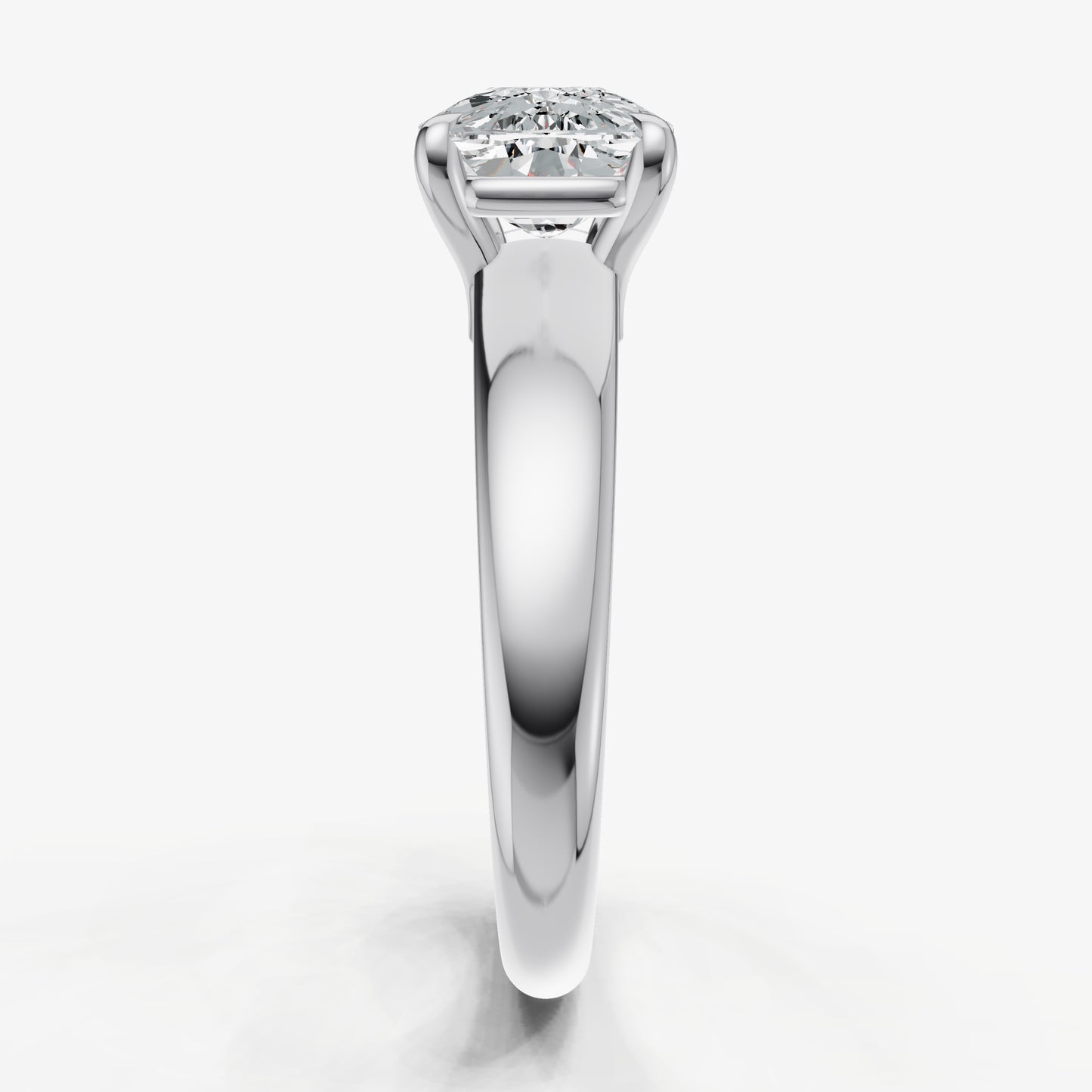Elongated Cushion East-West Oval Diamond Solitaire Engagement Ring