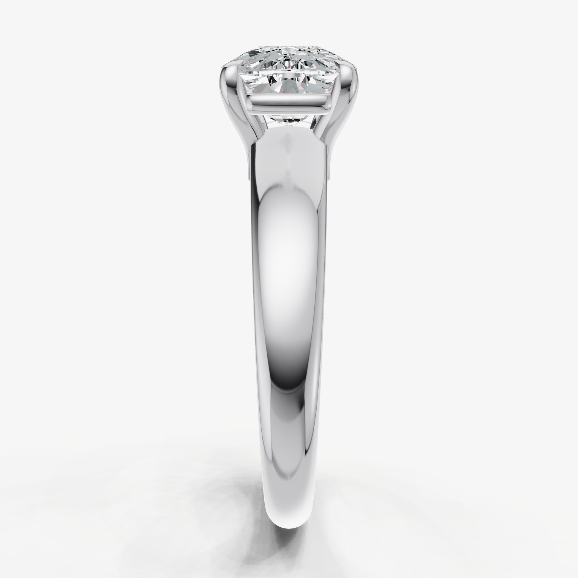 Elongated Cushion East-West Oval Diamond Solitaire Engagement Ring