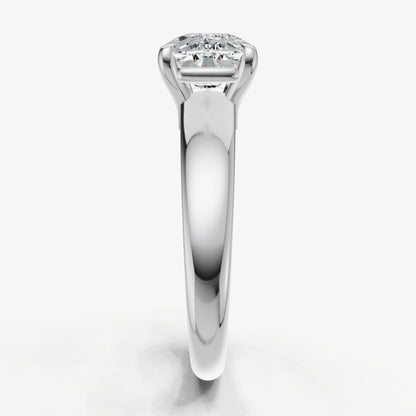 Elongated Cushion East-West Oval Diamond Solitaire Engagement Ring
