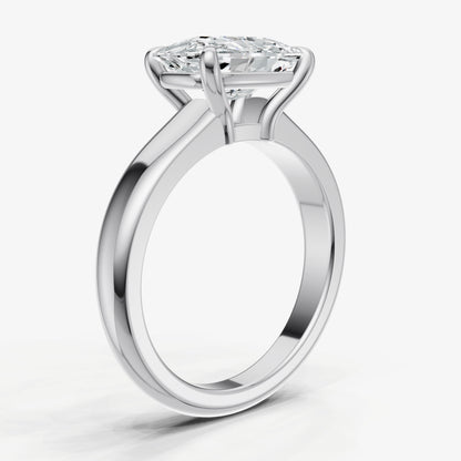 Elongated Cushion East-West Oval Diamond Solitaire Engagement Ring