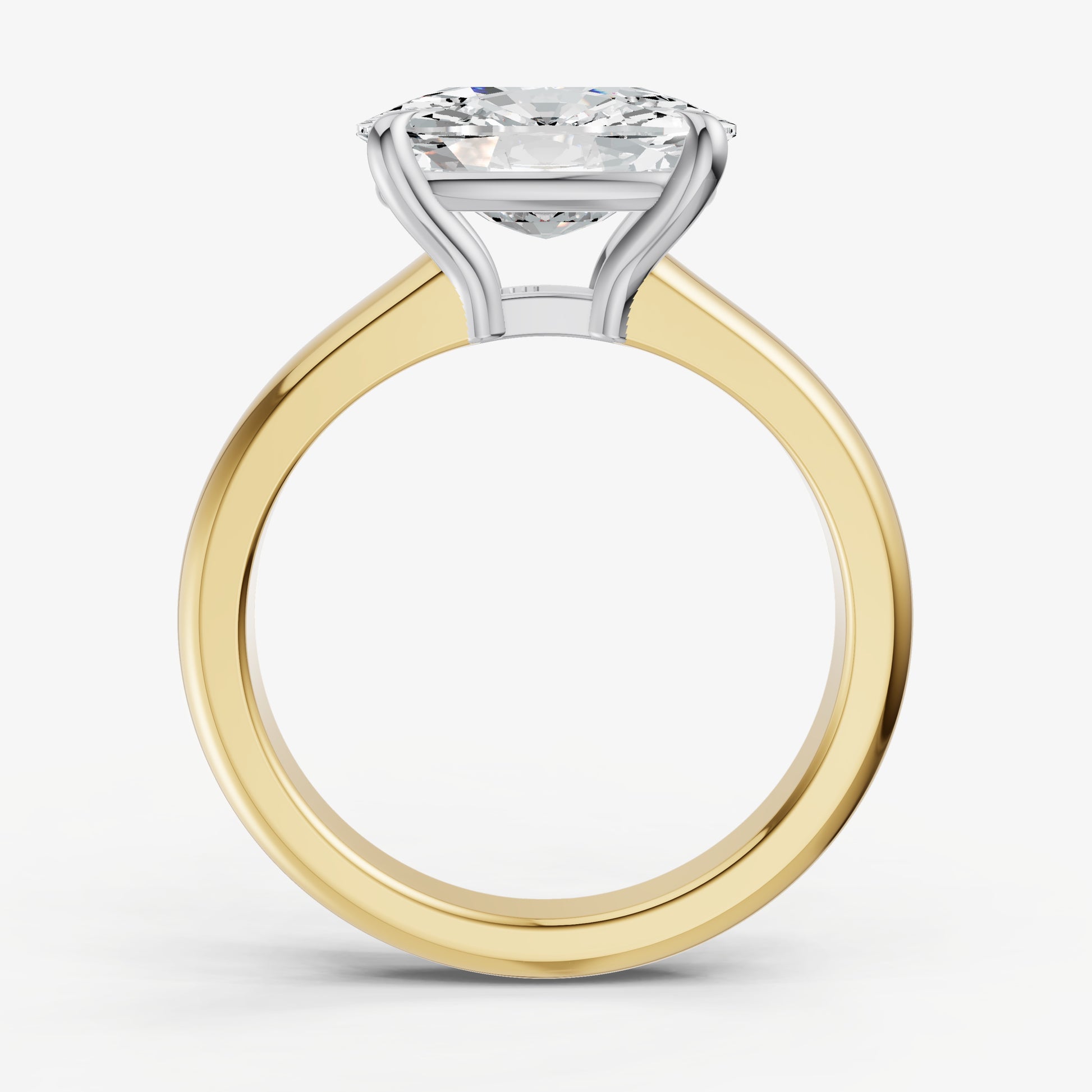 Elongated Cushion East-West Oval Diamond Solitaire Engagement Ring