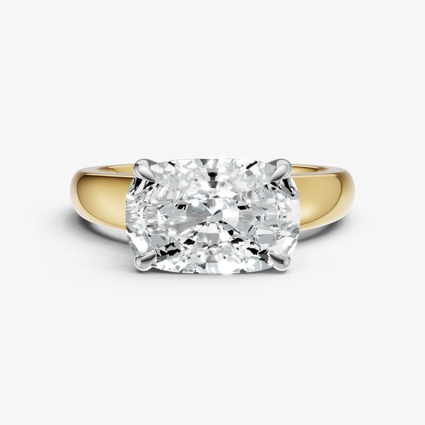 Elongated Cushion East-West Oval Diamond Solitaire Engagement Ring